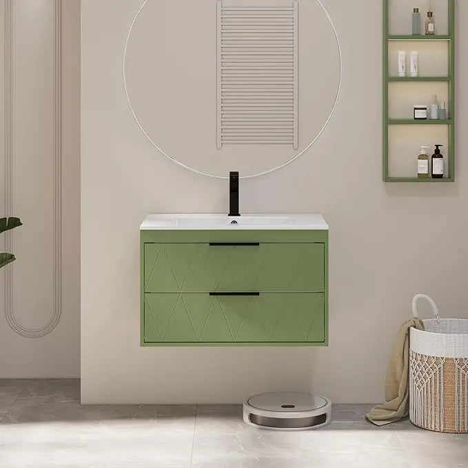 30 Inch Bathroom Vanity Cabinet Sink Combo Wall Mounted Floating Storage