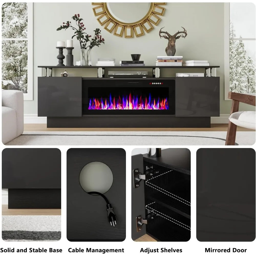 Fireplace TV Stand with 36 Inch Electric Fireplace Modern Living Room