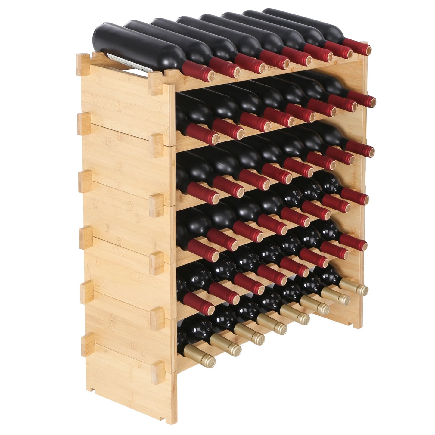 Ljustra Stackable Modular Bamboo Wine Rack for 48 72 Bottles Storage