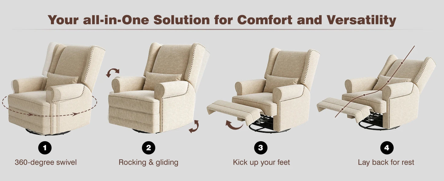 Ljustra RoyalCraft Swivel Recliner Chair Extra Large Footrest Glider