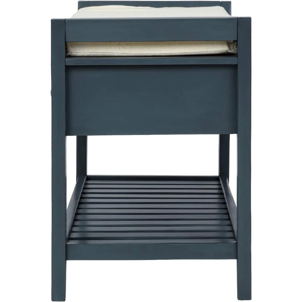 Entry Storage Bench with Cushioned Seat and 2 Drawers for Shoes