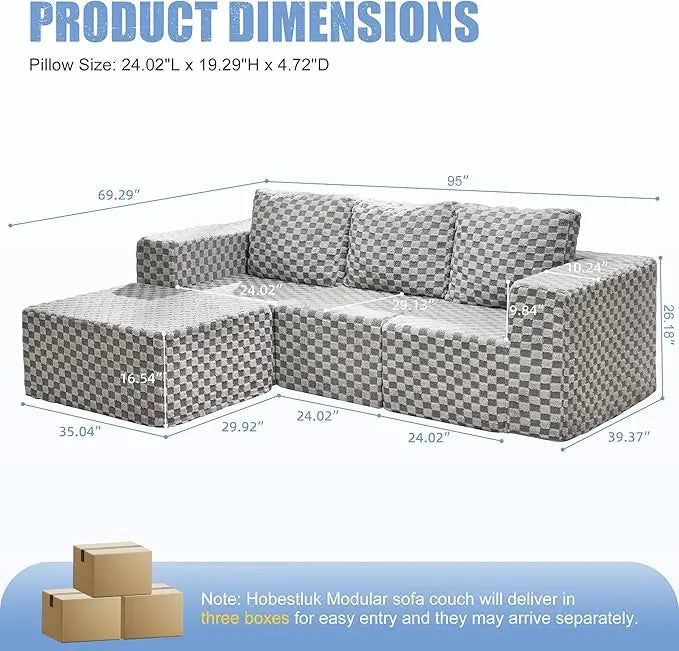 Modular Sectional Sofa Deep Seating Storage Memory Foam 3-Seater Cloud