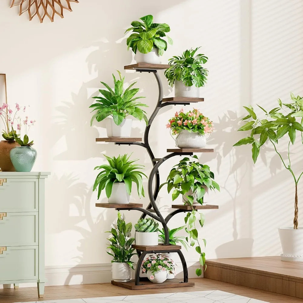 Indoor Plant Stand with Grow Light 8 Tiered Shelf 49 Inches Tall