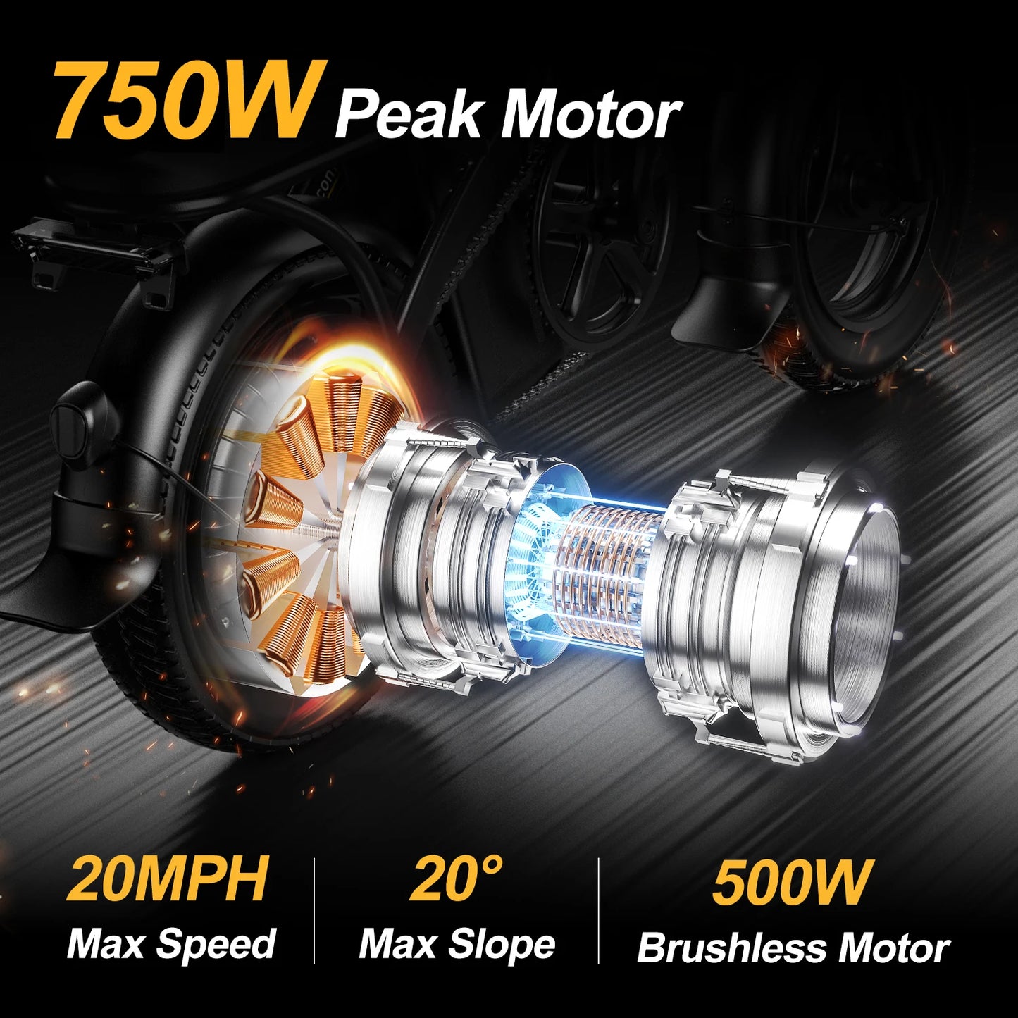 Ljustra Peak 750W Electric Bike Folding 20MPH Removable Battery Commute