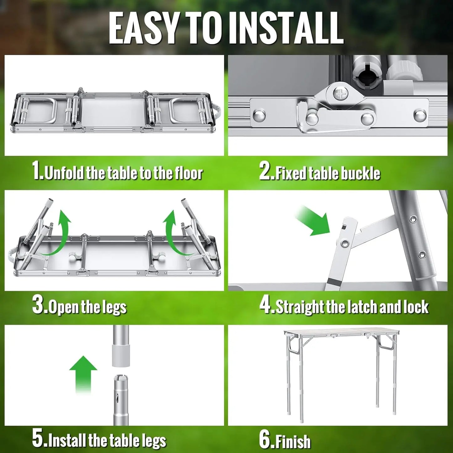 Portable Folding Camping Table 87x40cm Adjustable Height 3 Levels