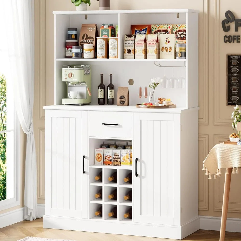 Buffet Cabinet with Hutch Modern Kitchen Sideboard Storage Coffee Bar