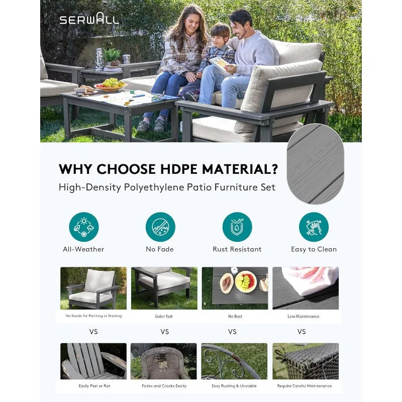 HDPE 7-Piece Outdoor Sectional Sofa Set All Weather Patio Furniture