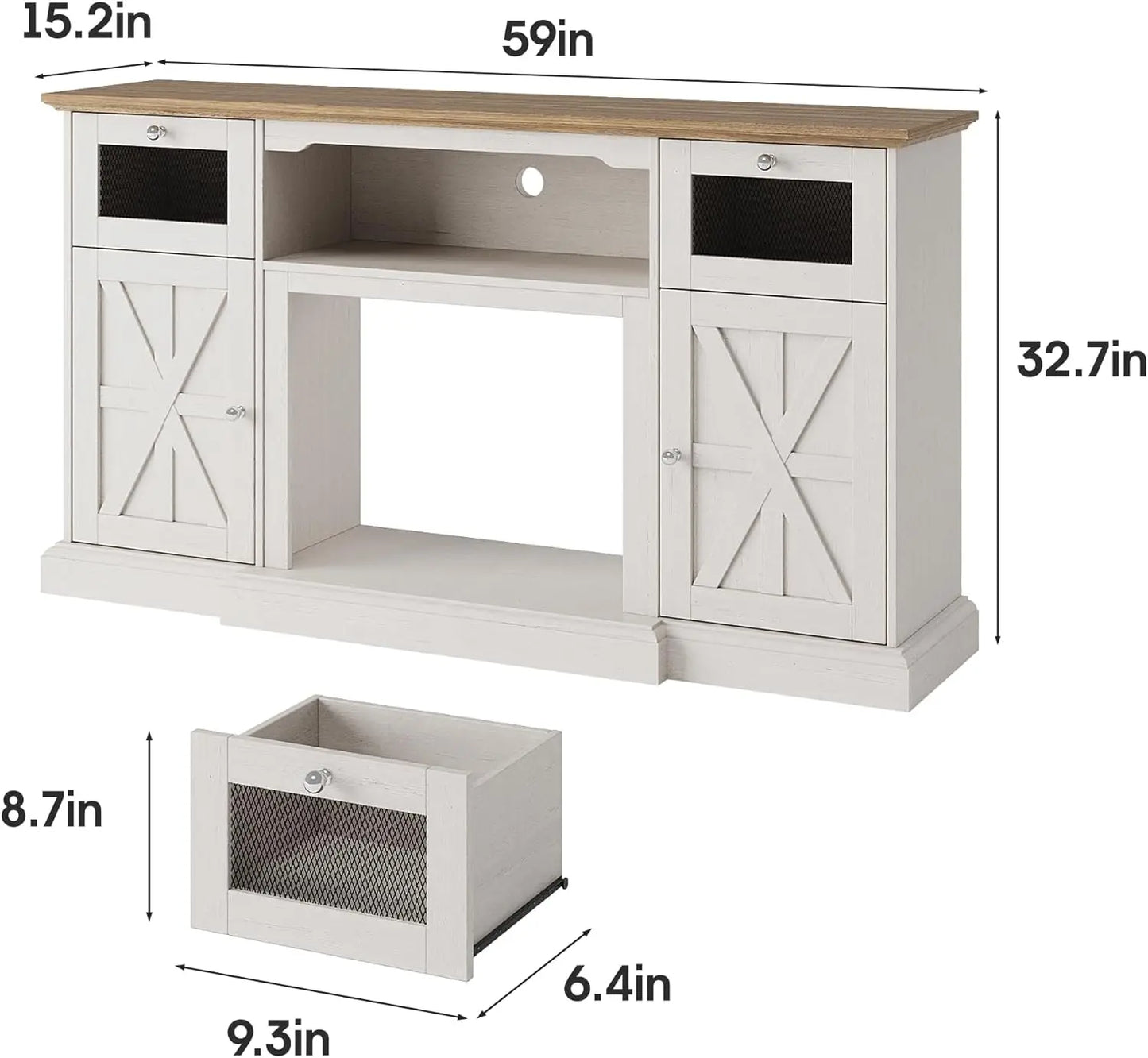 Modern Farmhouse TV Stand for 65 Inch TV Entertainment Center Storage