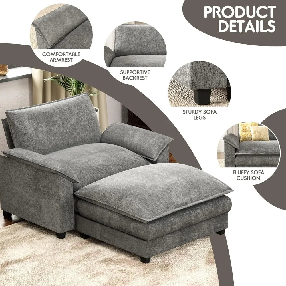 Ljustra 40" Modular Sectional Sofa Couch with Reversible Ottoman