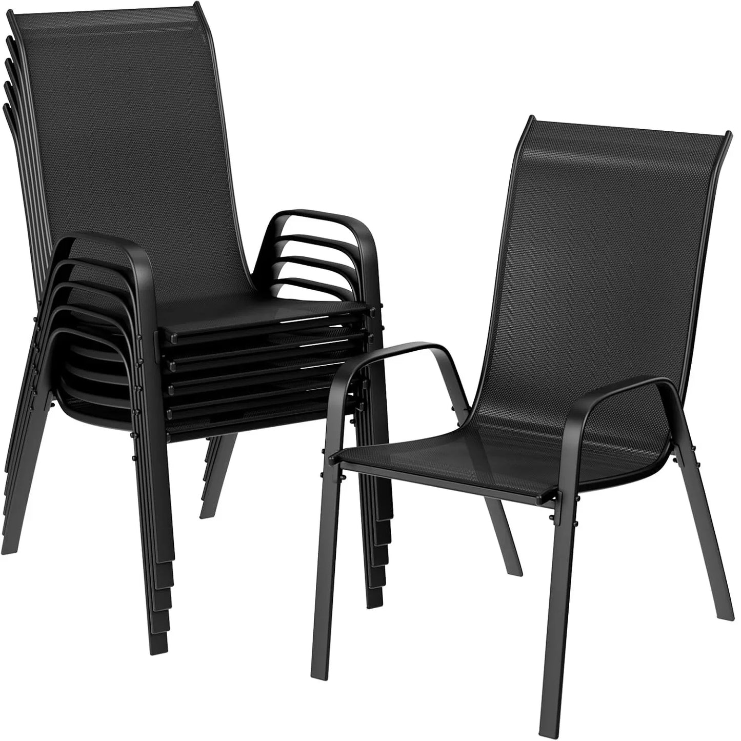 Patio Chairs Set of 6 Stackable Outdoor Dining Chairs All Weather