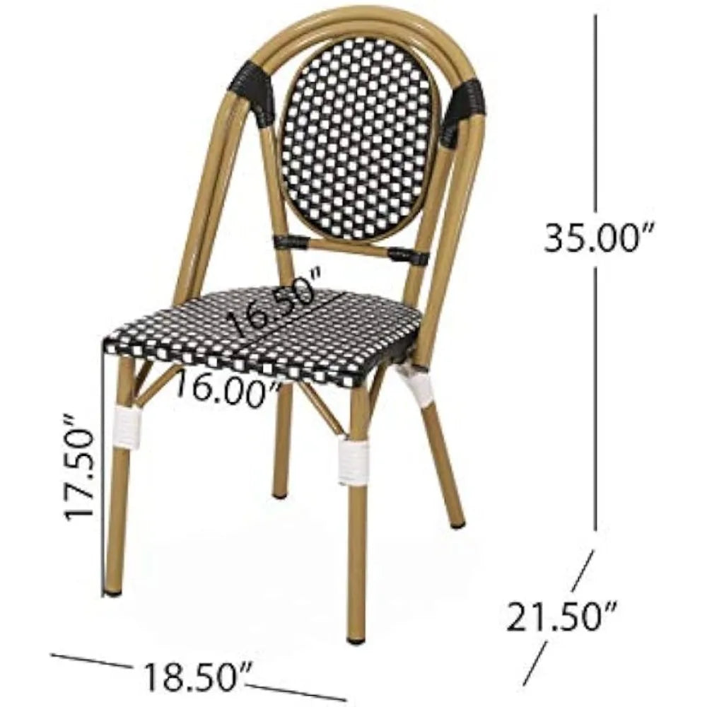 Indoor Outdoor Bistro Chair Set of 2 Lightweight Garden Chairs
