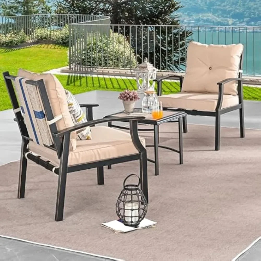 2 Piece Patio Conversation Set Outdoor Metal Loveseat Chairs Furniture