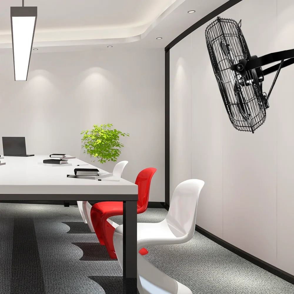 Black Industrial Wall Mount Fan High Velocity 3 Speed Quiet Air Circulation