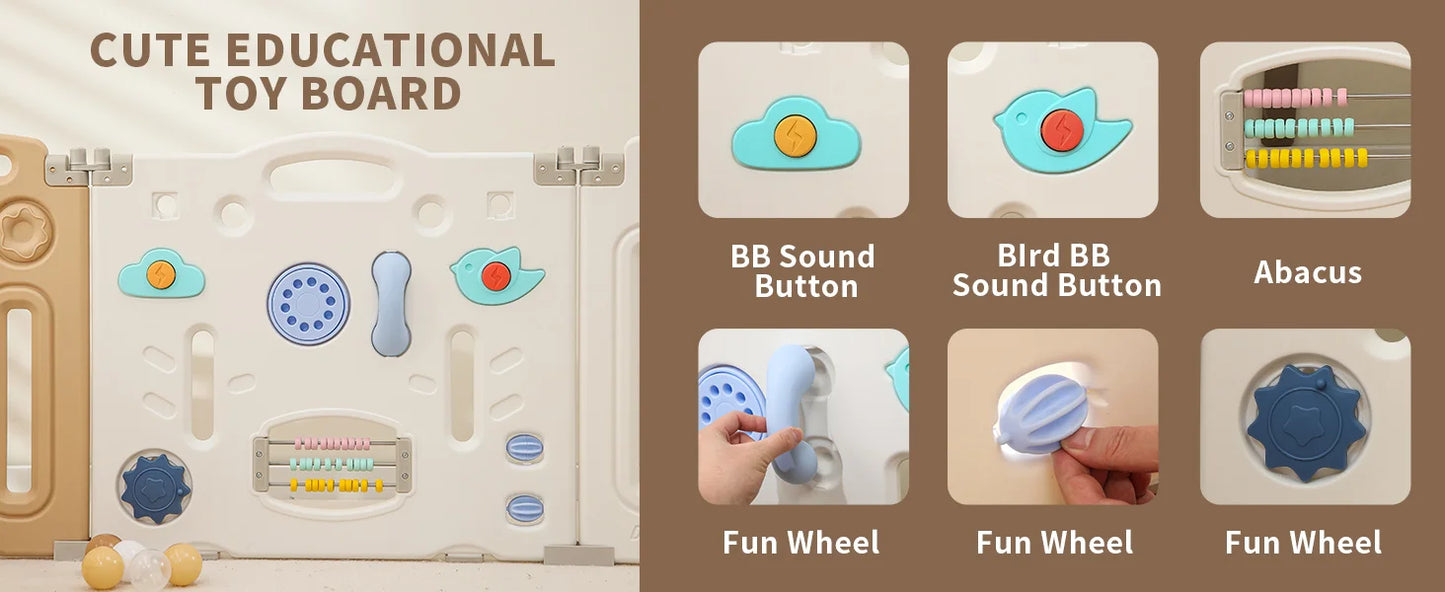 Foldable Playpen for Babies Toddlers Portable Safety Gate 14 18 22 Panels