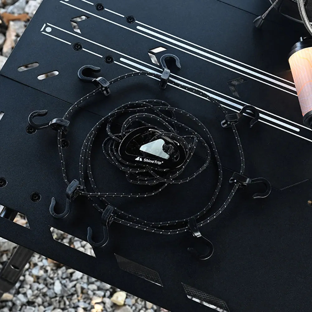 Camping Hanging Rope with 8 Hooks Adjustable Storage Strap for Outdoors