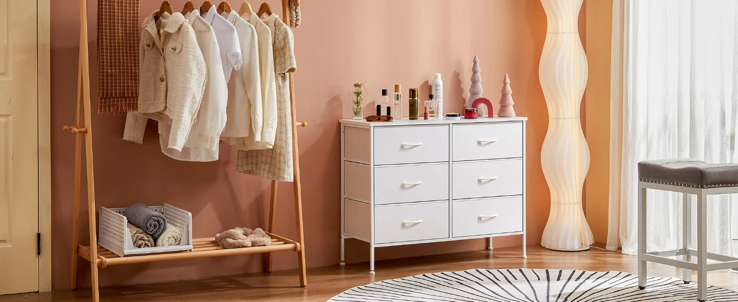 Ljustra 6 Drawer Nightstand Modern Storage Table for Bedroom Living Room