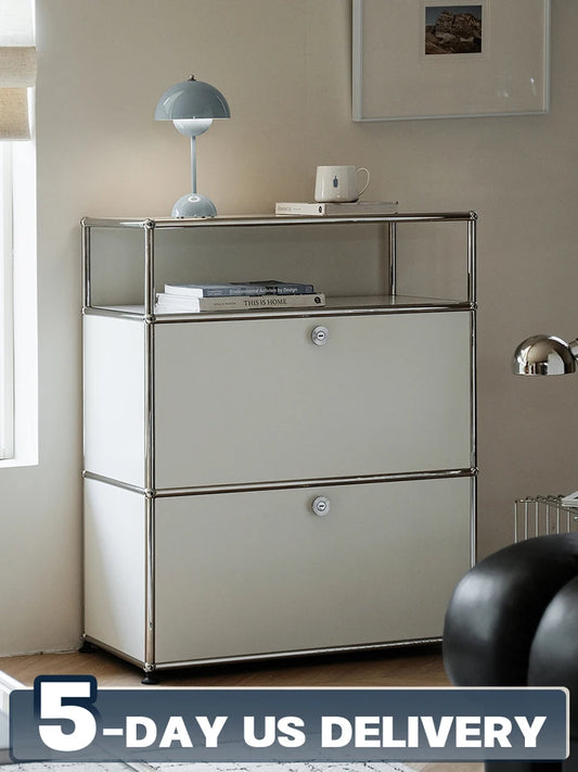 Modern Stainless Steel Storage Cabinet Sideboard for Bedroom Living Room