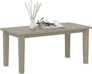 Outdoor Coffee Table HDPE All-Weather Rectangular Patio Furniture
