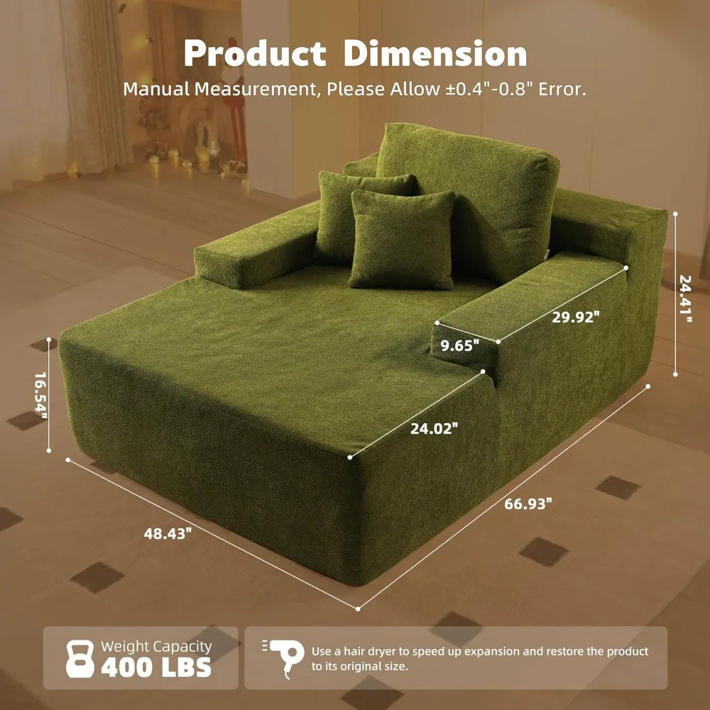 Oversized Chaise Lounge Chair Indoor Sleeper Couch Faux Fur Reading Chair