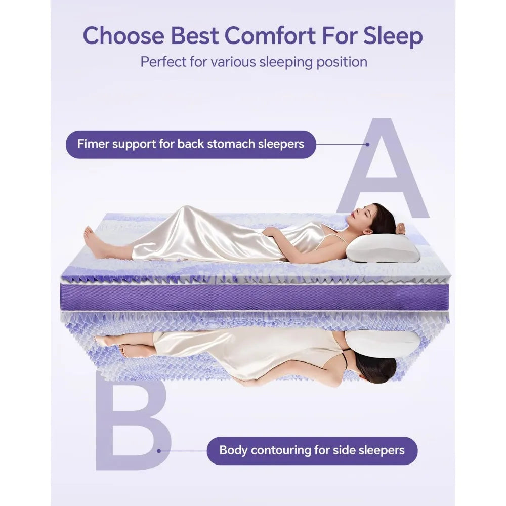 Ljustra Dual Layer Memory Foam Mattress Topper Queen 4 Inch Cooling