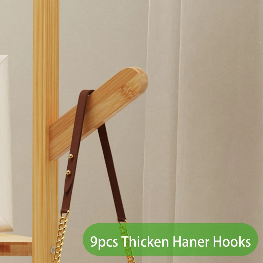 Bamboo Corner Tree Coat Rack Stand Clothes Hanger with 9 Hooks