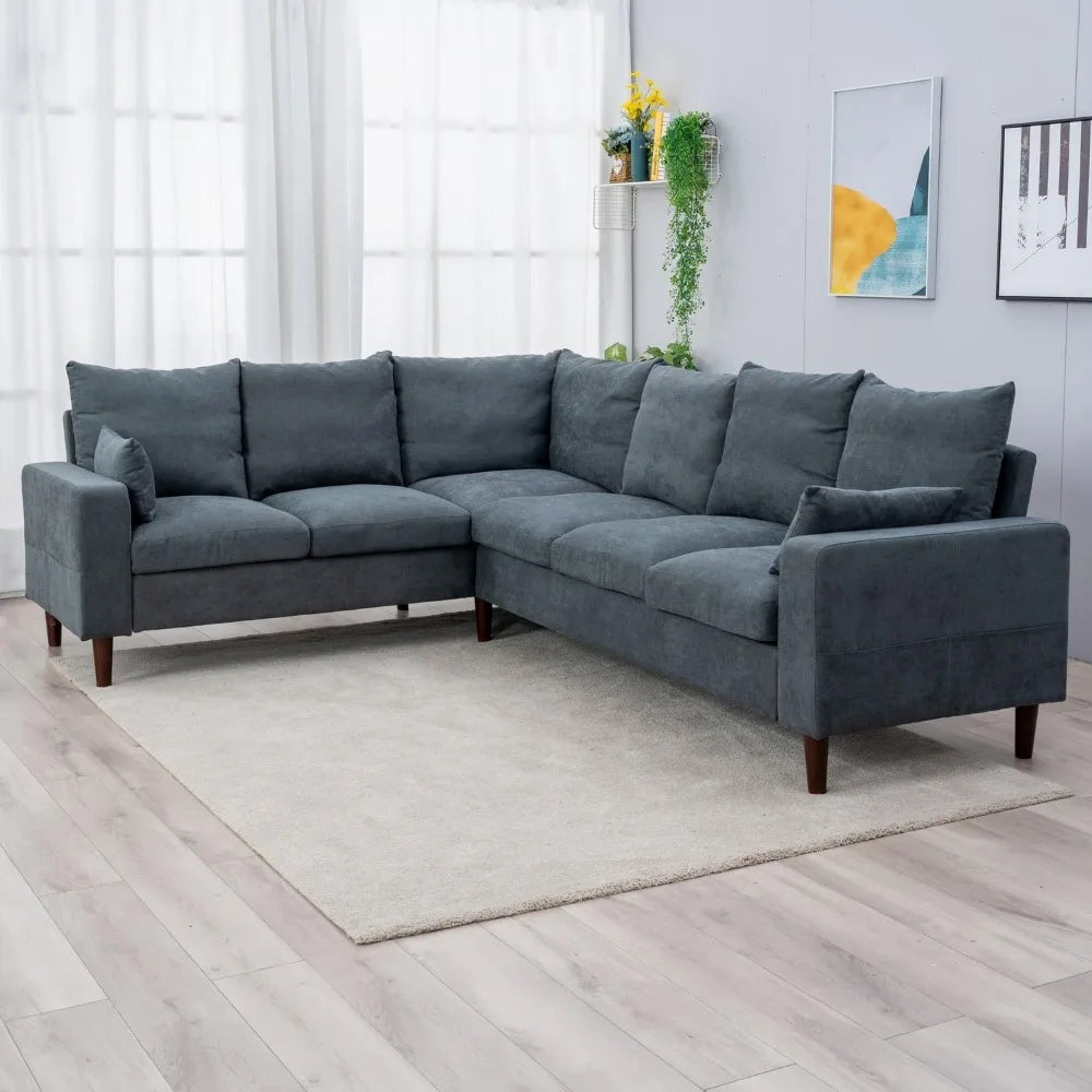 Modern Upholstered L-Shape Sectional Sofa Living Room Furniture