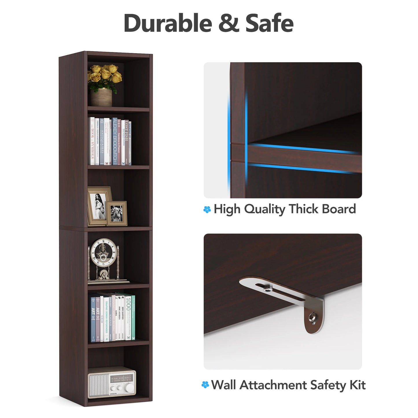 Ljustra 70.9 Inch Tall Narrow Bookcase Modern White Corner Storage Shelf