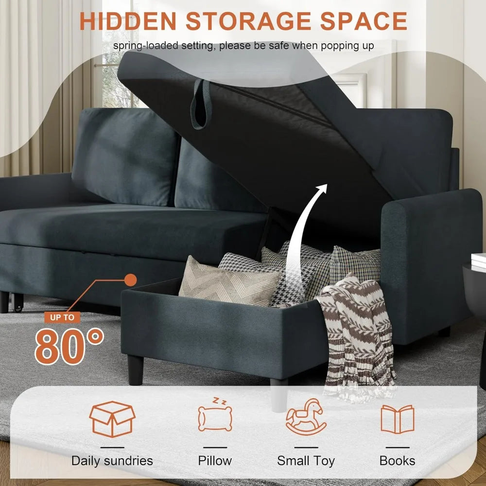 Ljustra Pull Out Couch 2 in 1 Sleeper Sofa Bed with Storage