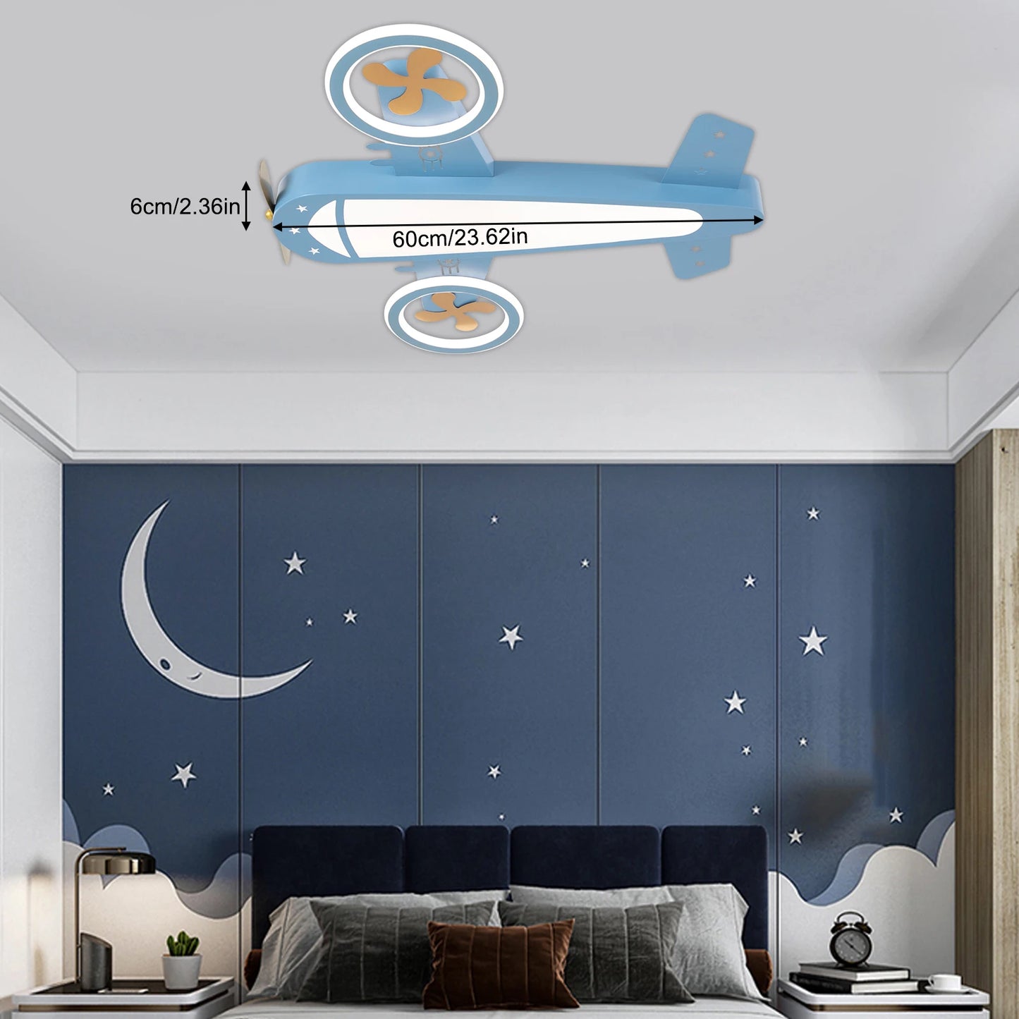 Dimmable Remote Control LED Ceiling Light Fixture with Fans for Bedroom