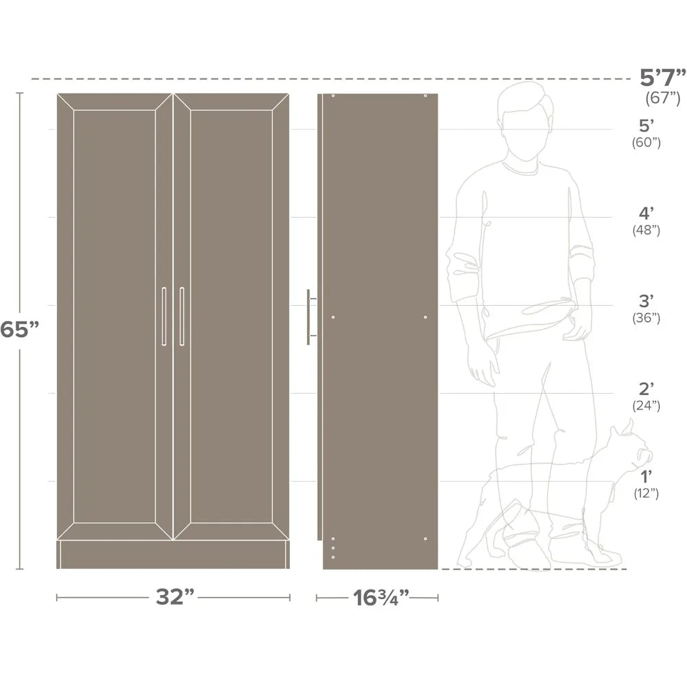 Natural Oak Tall Accent Kitchen Pantry Storage Cabinet Buffet