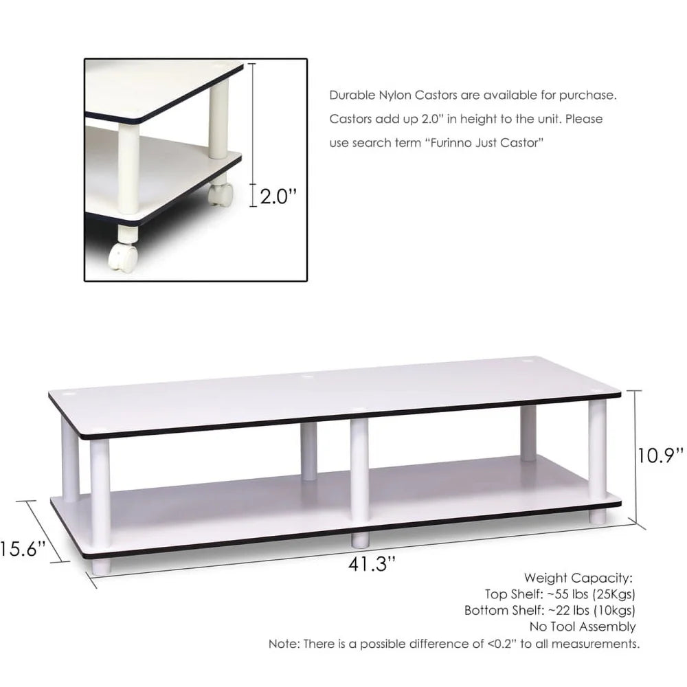 No Tools Minimalist TV Stand 46 Inch Eco-Friendly White Modern Design