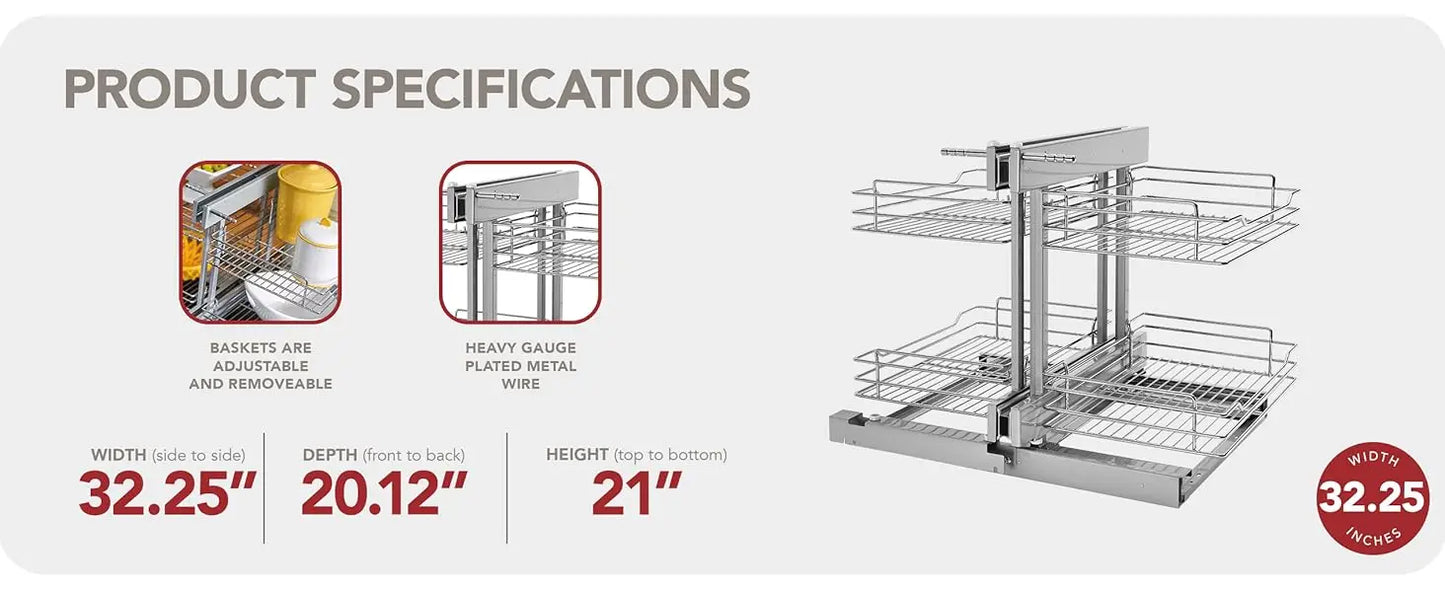 Tier Pullout Shelf Storage Organizer for Blind Corner Cabinets 18 Inch