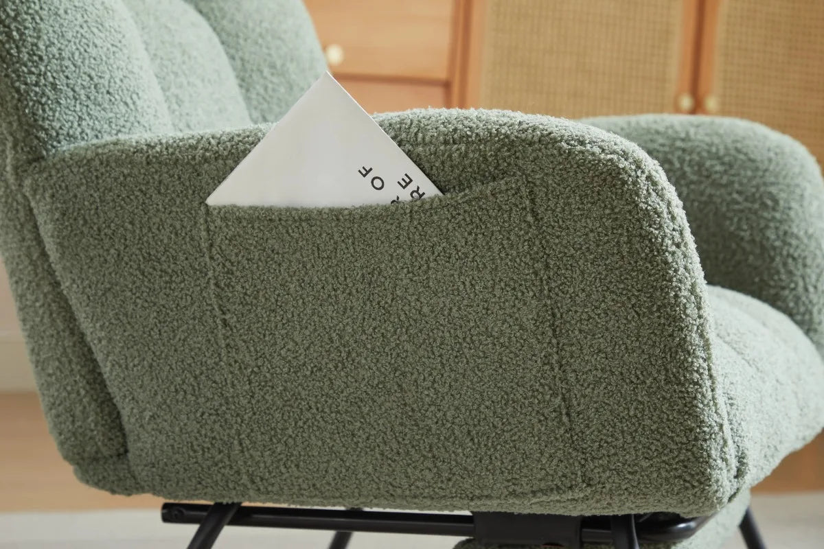 Modern Upholstered Glider Rocking Chair with Solid Wood Legs Accent Chair