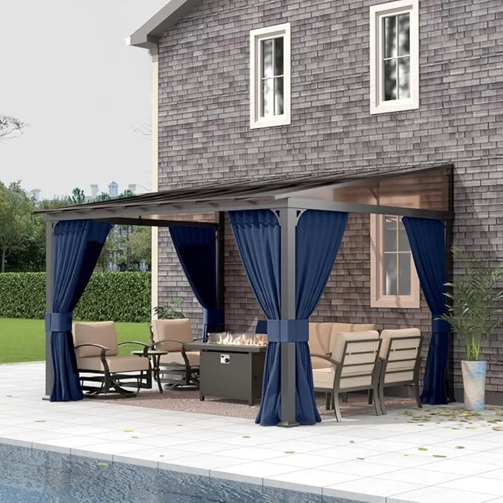 Ljustra 10FTx12FT Outdoor Wall-Mounted Pergola Metal Frame Gazebo
