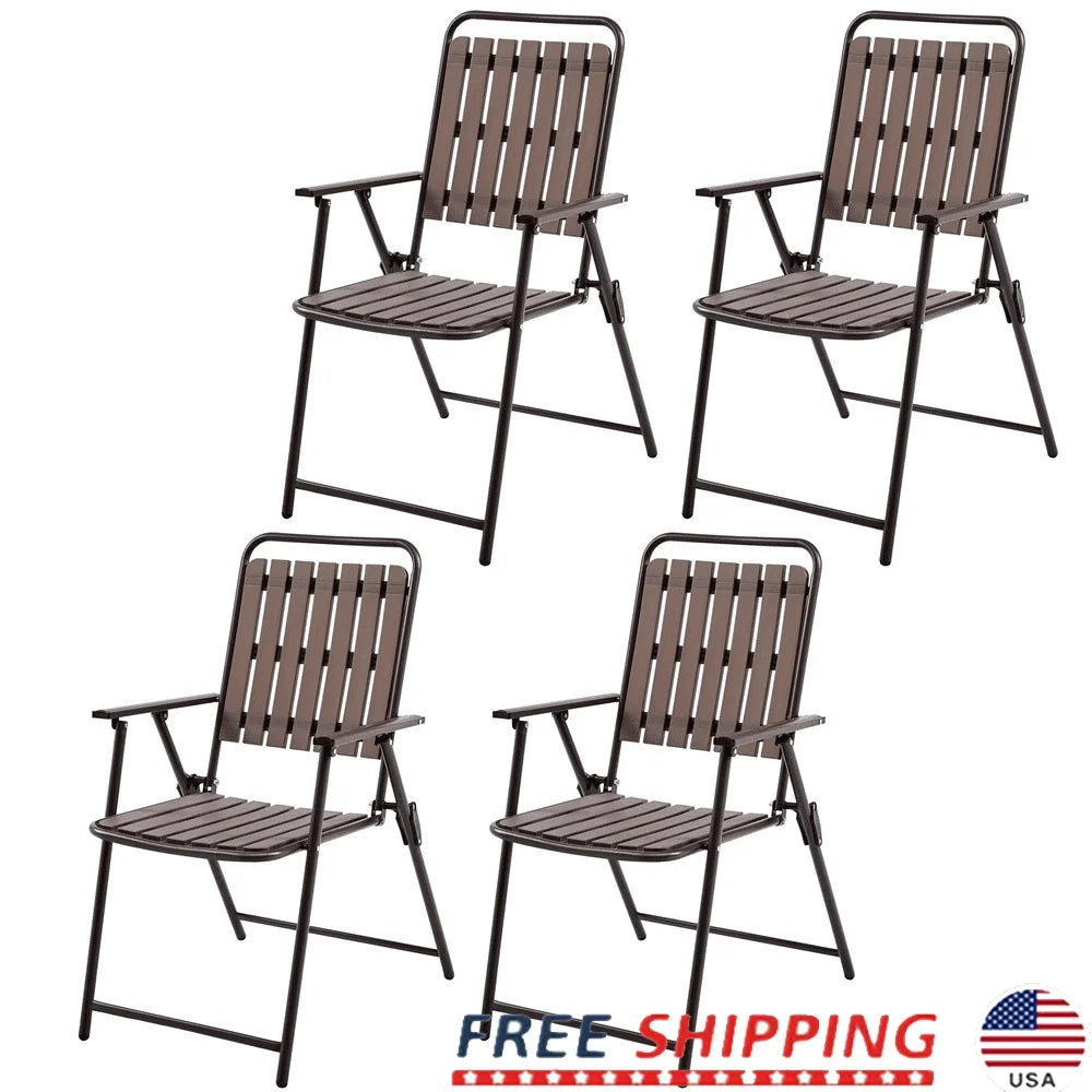 Outdoor Folding Dining Chairs Set of 4 Weather-Resistant Metal Frame