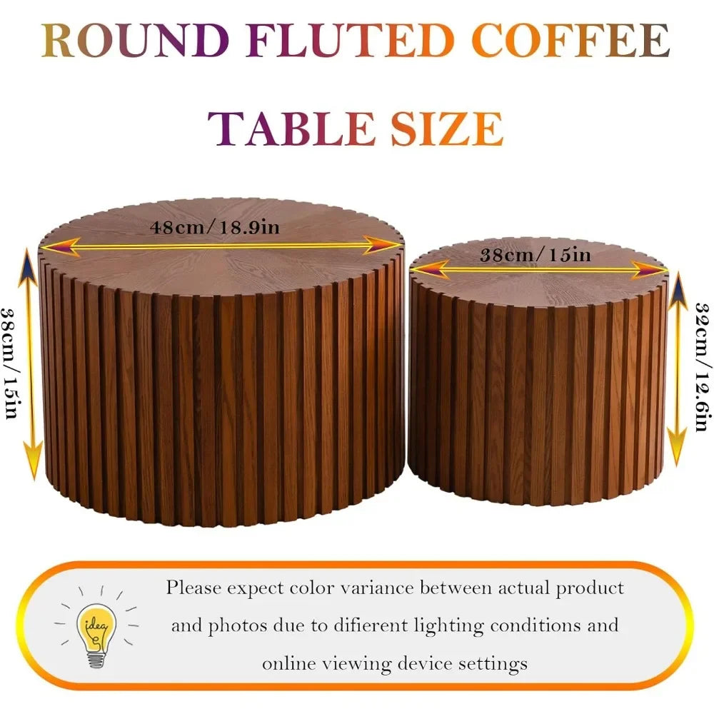 Handcrafted Round Nesting Coffee Tables Modern Walnut Chic Design