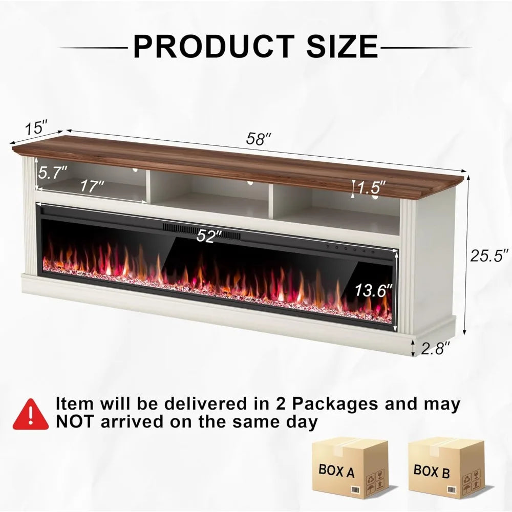58 Inch Fireplace TV Stand for TVs Up to 65 Electric Fireplace Entertainment Center