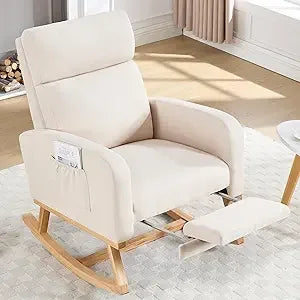 Ljustra Rocking Chair with Foot Rest Nursing Glider High Backrest Comfort