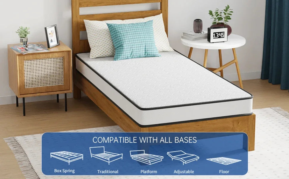 Ljustra 6 Inch Hybrid Mattress Medium Firm Twin Size CertiPUR-US