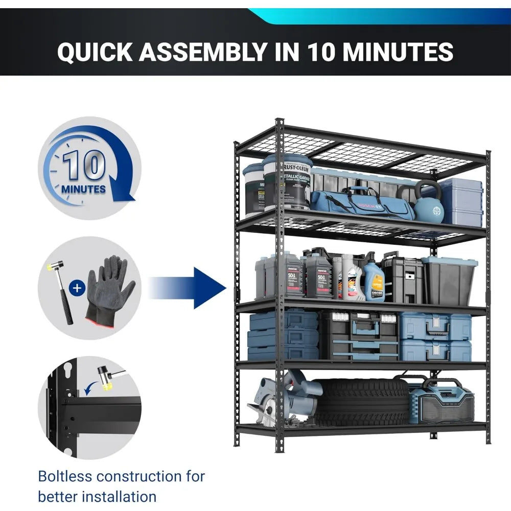 Heavy Duty Garage Shelving 2000 lbs 5-Tier Storage Industrial Shelves