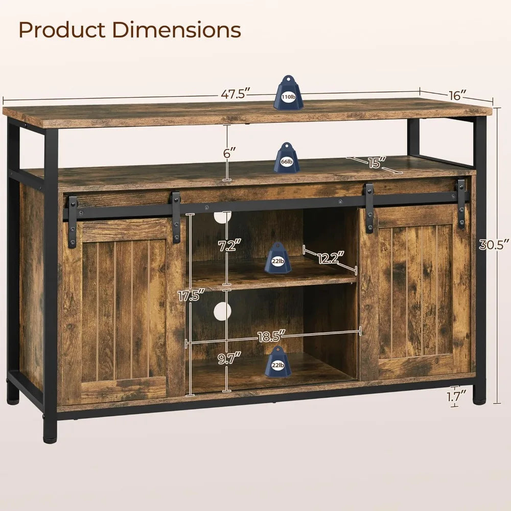 Ljustra Barn Door TV Stand for 55 Inch TV with Adjustable Shelves