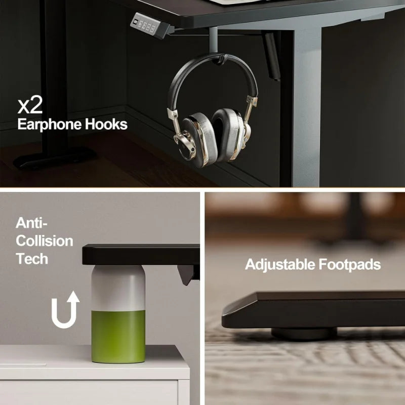 L Shaped Electric Height Adjustable Standing Desk 63x55 Inch Home Office