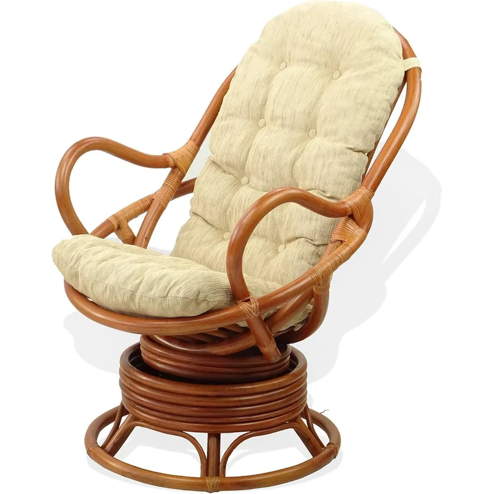 Java Lounge Swivel Rocking Chair Handmade Natural Rattan Wicker