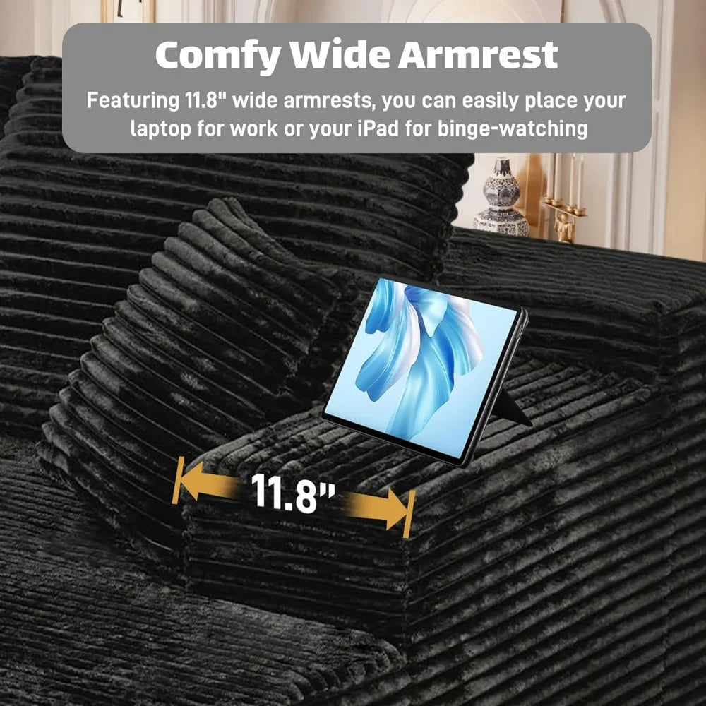 Ljustra Cloud Couch Sectional Modular Sofa 107" Comfy L Shaped Black