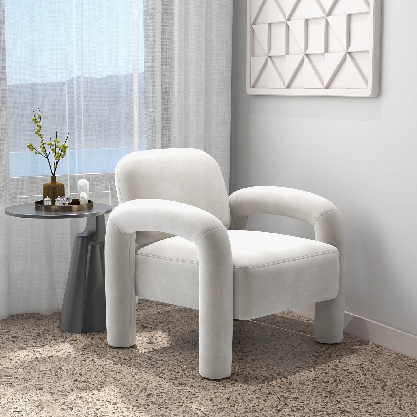 SEYNAR Mid-Century Modern Accent Chair Velvet Upholstered Living Room