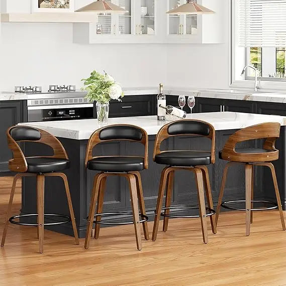 Swivel Bar Stools Set of 4 26 Inch Counter Height Bentwood Bar Chair