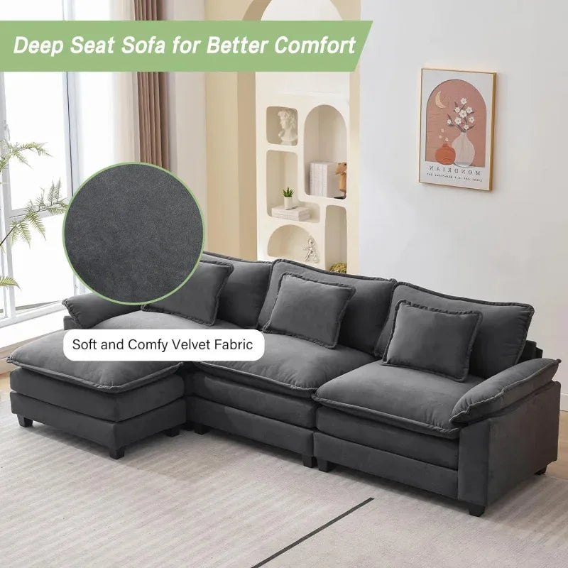 Ljustra Comfy Cloud Sectional Sofa with Pillows for Living Room
