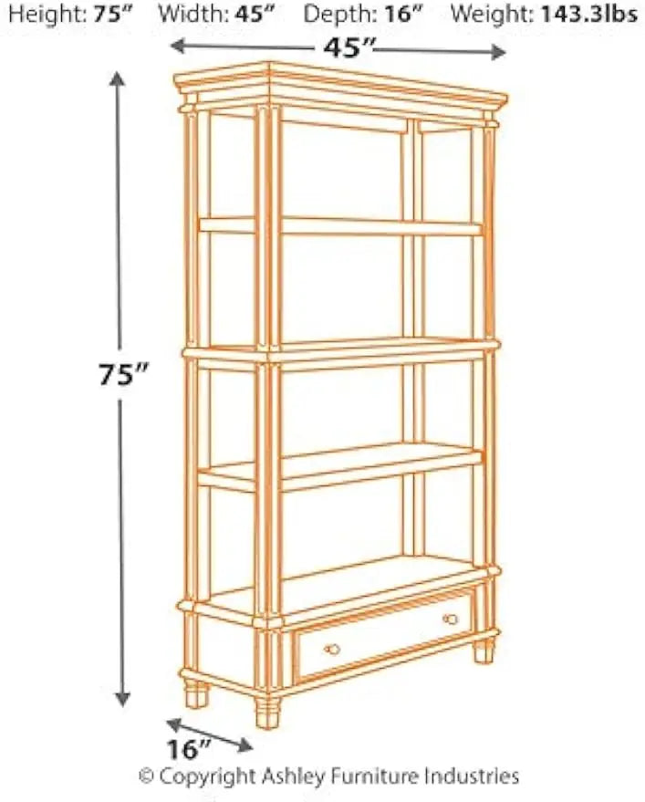 Ljustra Realyn French Country 75 Inch Bookcase with Drawer Bookshelf