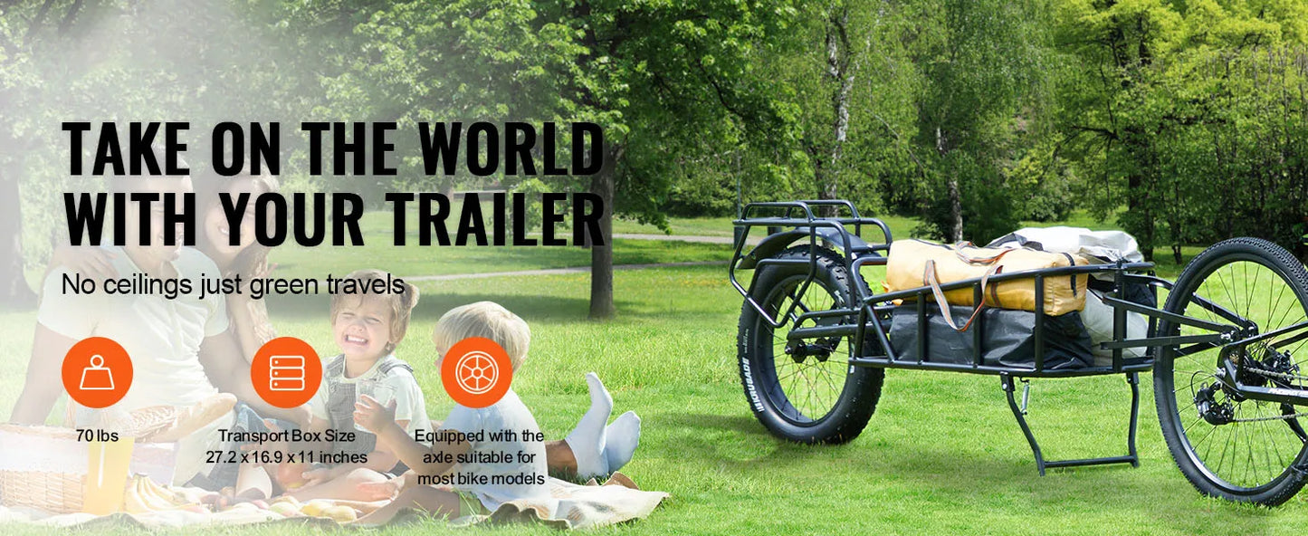 Ljustra Bike Cargo Trailer Heavy-Duty 70 lbs Capacity Compact Storage