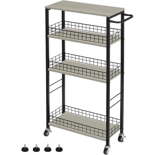 4-Tier Slim Storage Cart with Wheels Mobile Kitchen Organizer Space Saver